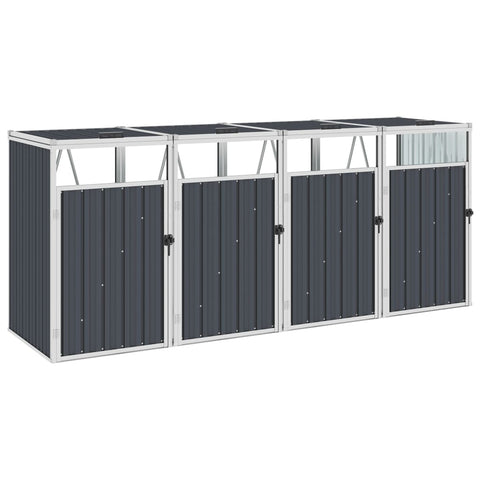 Sheds Summerhouses Carports Quadruple Garbage Bin Shed 286X81x121 Cm Steel