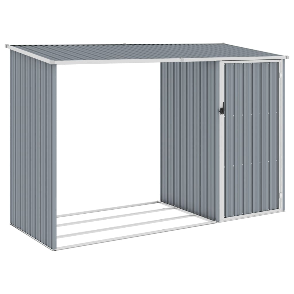 Sheds Summerhouses Carports Garden Firewood Shed Grey 245X98x159 Cm Galvanised Steel