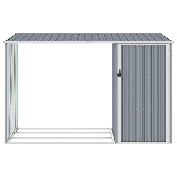 Sheds Summerhouses Carports Garden Firewood Shed Grey 245X98x159 Cm Galvanised Steel