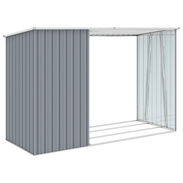 Sheds Summerhouses Carports Garden Firewood Shed Grey 245X98x159 Cm Galvanised Steel