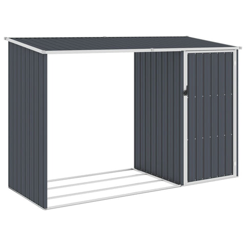 Sheds Summerhouses Carports Garden Firewood Shed Anthracite 245X98x159 Cm Galvanised Steel