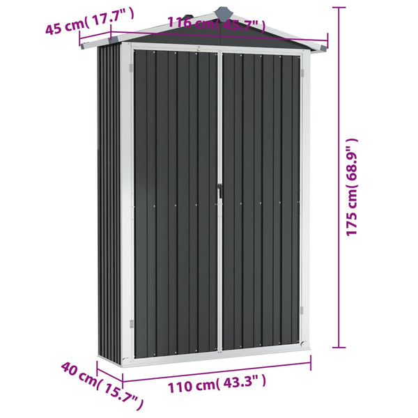 Sheds Summerhouses Carports Garden Shed Anthracite 116X45x175 Cm Galvanised Steel