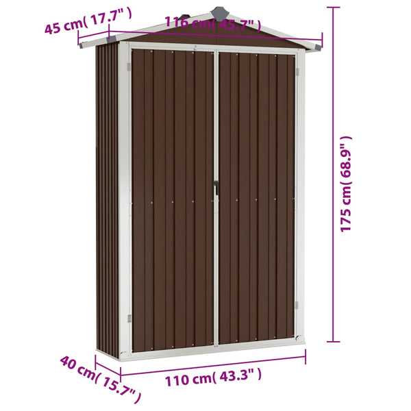 Sheds Summerhouses Carports Garden Shed 116X45x175 Cm Galvanised Steel