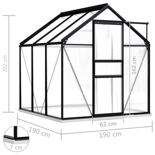 Greenhouse With Base Frame Anthracite Aluminium 3.61 M