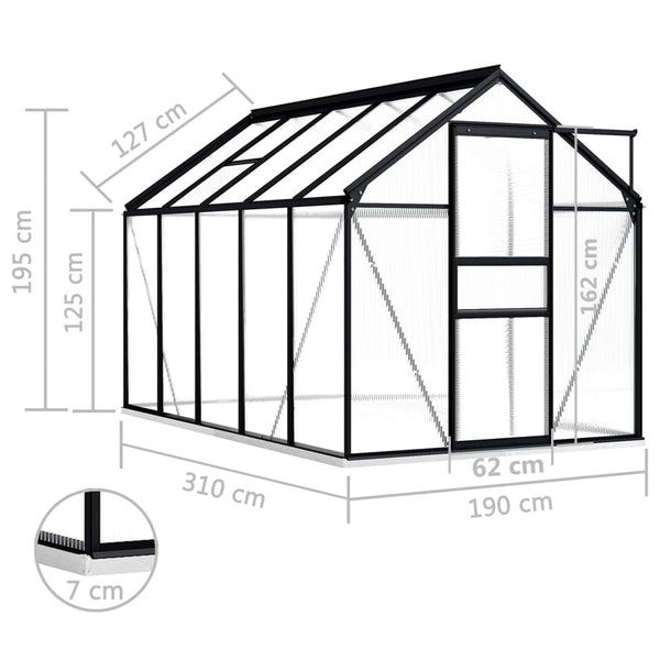 Greenhouses Greenhouse With Base Frame Anthracite Aluminium 5.89 M