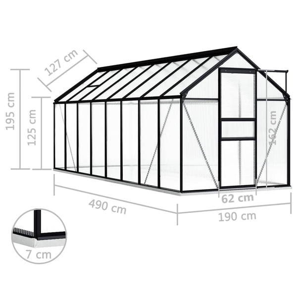 Greenhouse With Base Frame Anthracite Aluminium 9.31 M