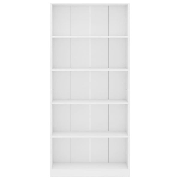 5-Tier Book Cabinet White 80X24x175 Cm Engineered Wood