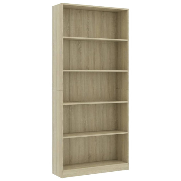 Bookshelves 5 Tier Book Cabinet Sonoma Oak 80X24x175 Cm Engineered Wood