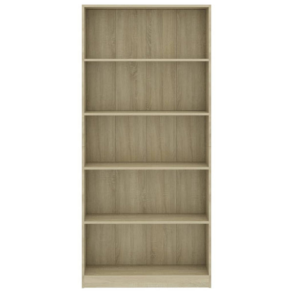 Bookshelves 5 Tier Book Cabinet Sonoma Oak 80X24x175 Cm Engineered Wood