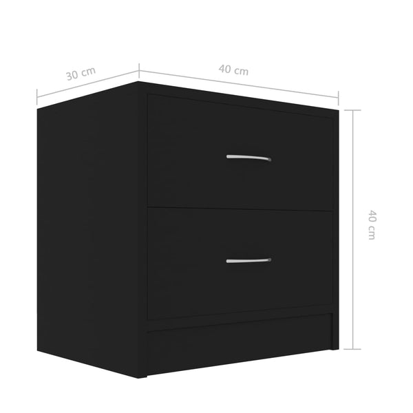 Bedside Tables Bedside Cabinets 2 Pcs Black 40X30x40 Cm Engineered Wood