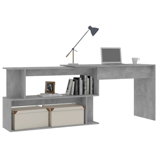 Home Office Desks Corner Desk Concrete Grey 200X50x76 Cm Engineered Wood