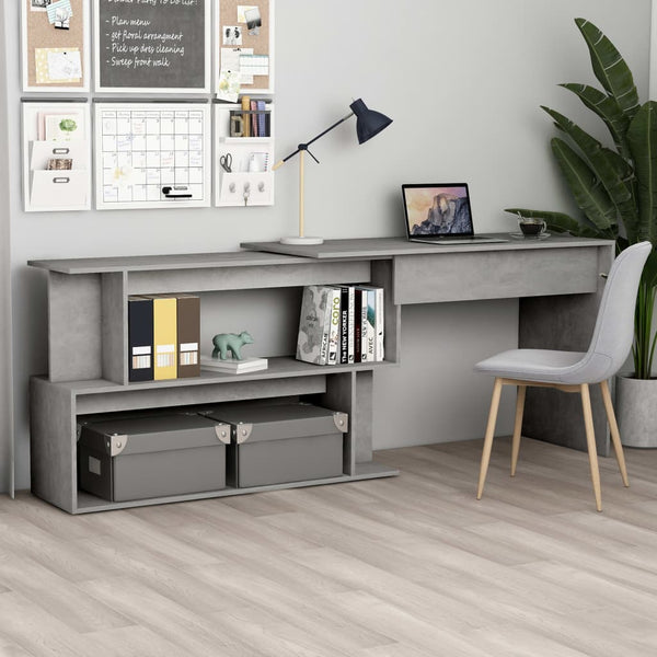 Home Office Desks Corner Desk Concrete Grey 200X50x76 Cm Engineered Wood