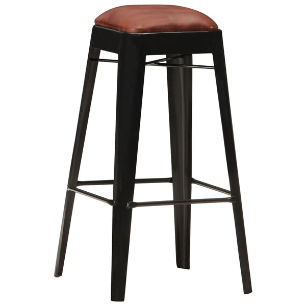 Benches Bar Stools Bar Stools 4 Pcs Black Real Leather