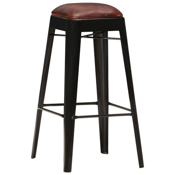 Benches Bar Stools Bar Stools 4 Pcs Black Real Leather