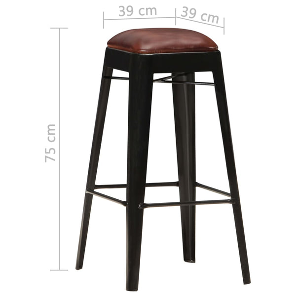 Benches Bar Stools Bar Stools 4 Pcs Black Real Leather