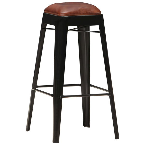 Benches Bar Stools Bar Stools 4 Pcs Black Real Leather