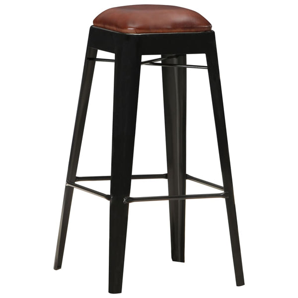 Benches Bar Stools Bar Stools 4 Pcs Black Real Leather