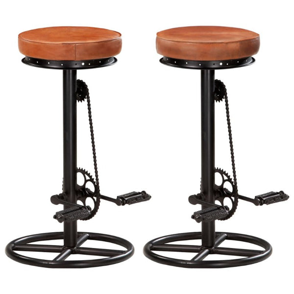 Benches Bar Stools Bar Stools 2 Pcs Black And Brown Real Goat Leather