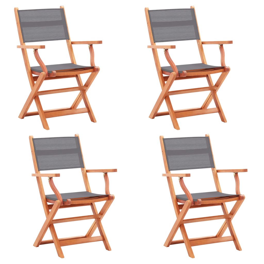 Patio Chairs Folding Garden Chairs 4 Pcs Solid Eucalyptus Wood And Textilene