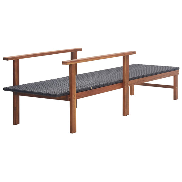 Loungers Sun Lounger Poly Rattan And Solid Acacia Wood Black