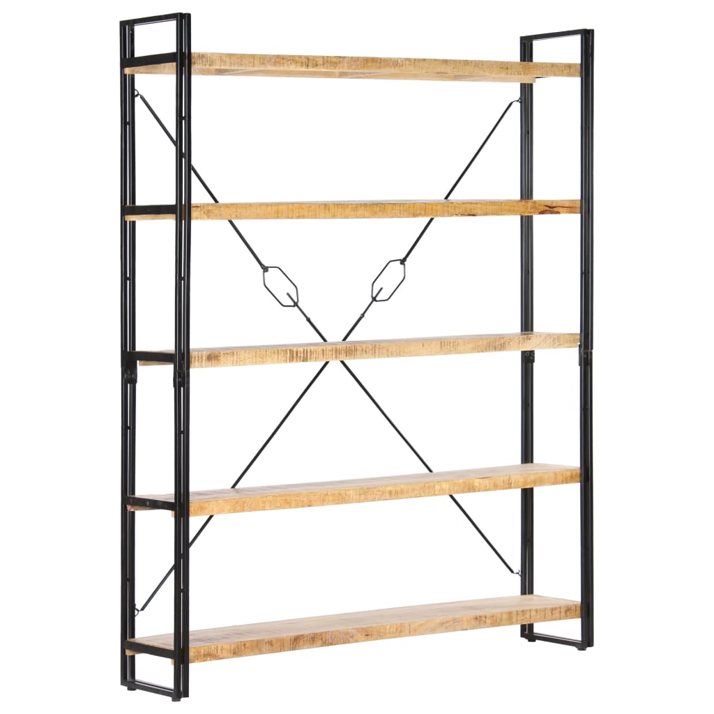 Bookshelves 5 Tier Bookcase 140X30x180 Cm Solid Mango Wood