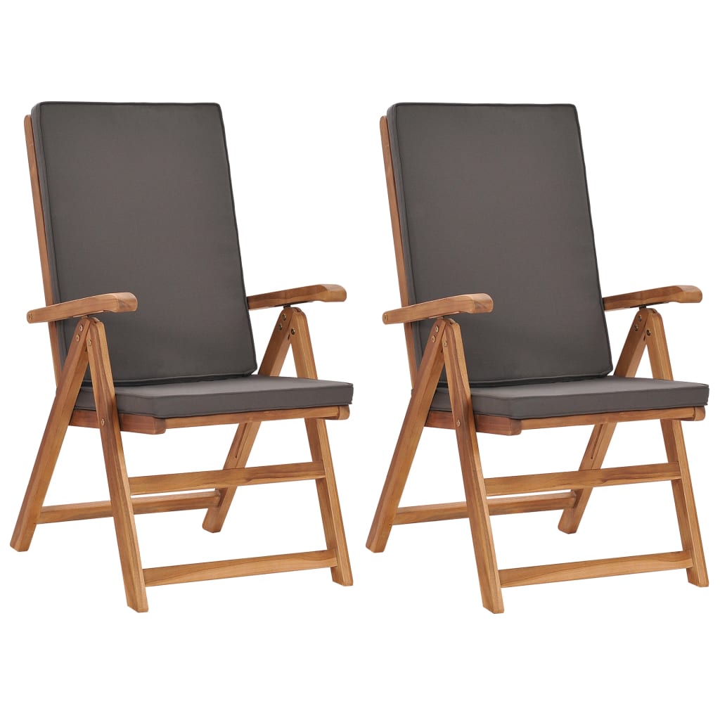 Patio Chairs Reclining Garden Chairs With Cushions 2 Pcs Solid Teak Wood