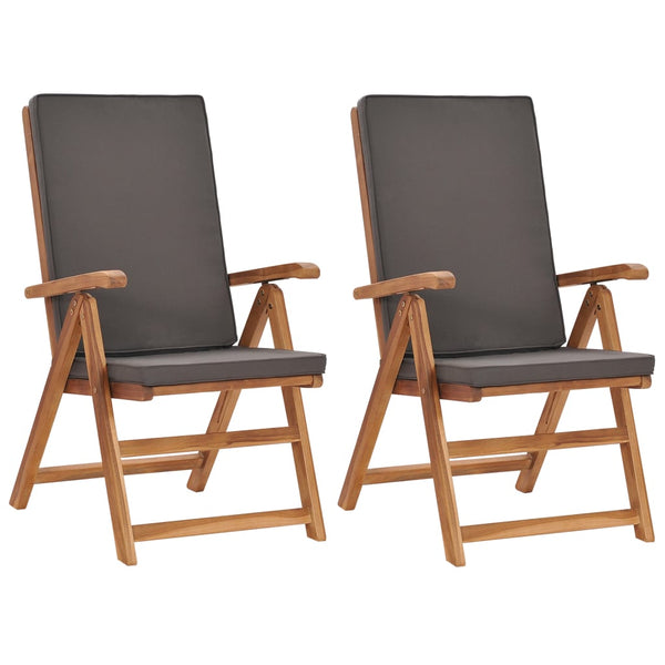 Patio Chairs Reclining Garden Chairs With Cushions 2 Pcs Solid Teak Wood