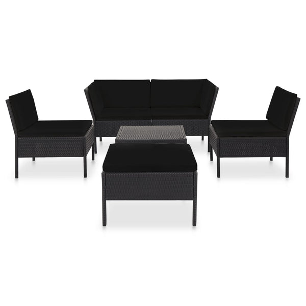 Patio Furniture Sets 6 Piece Garden Lounge Set With Cushions Poly Rattan Black