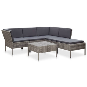 Patio Furniture Sets 6 Piece Garden Lounge Set With Cushions Poly Rattan Grey