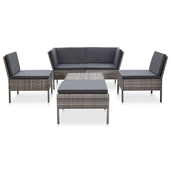 Patio Furniture Sets 6 Piece Garden Lounge Set With Cushions Poly Rattan Grey