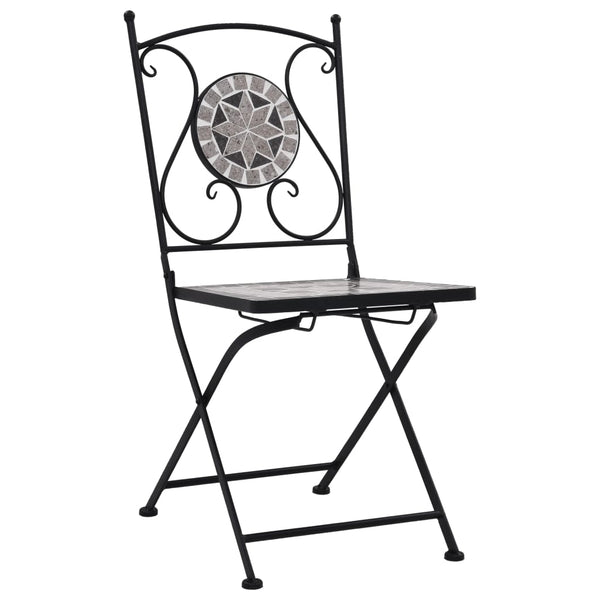 Patio Furniture Sets 3 Piece Mosaic Bistro Set Ceramic Tile Grey