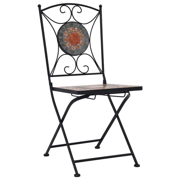 Patio Furniture Sets 3 Piece Mosaic Bistro Set Ceramic Tile Orange/Grey