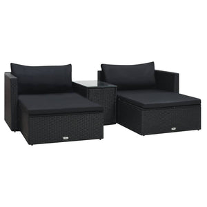 Patio Furniture Sets 5 Piece Garden Lounge Set With Cushions Poly Rattan Black