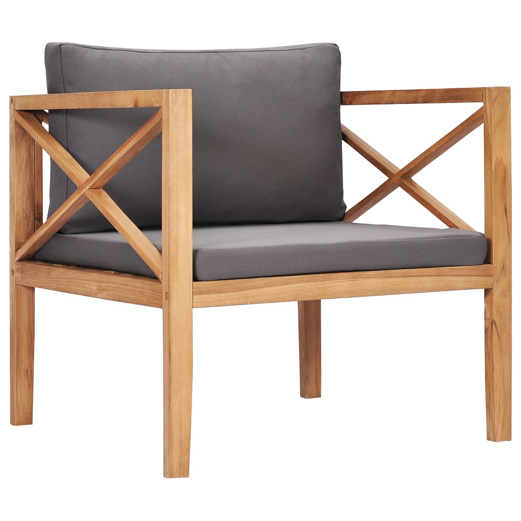 Patio Chairs Garden Chair With Grey Cushions Solid Wood Teak