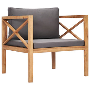 Patio Chairs Garden Chair With Grey Cushions Solid Wood Teak