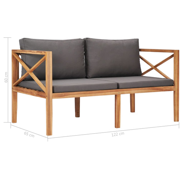 Patio Benches Garden Bench With Grey Cushions Solid Wood Teak