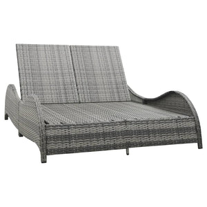 Loungers Double Sun Lounger With Cushion Poly Rattan Anthracite