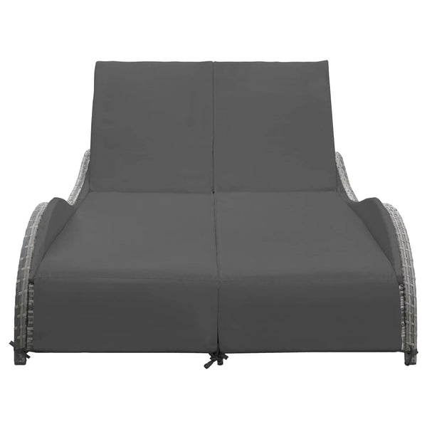 Loungers Double Sun Lounger With Cushion Poly Rattan Anthracite