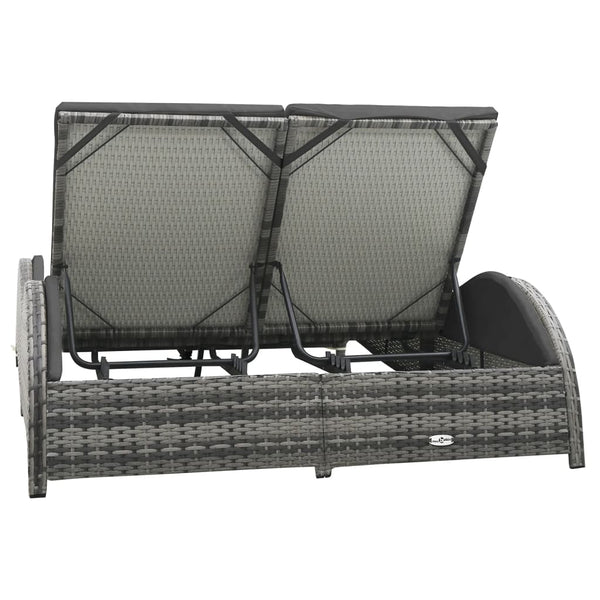 Double Sun Lounger With Cushion Poly Rattan Anthracite