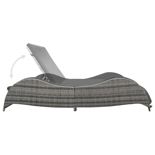 Loungers Double Sun Lounger With Cushion Poly Rattan Anthracite