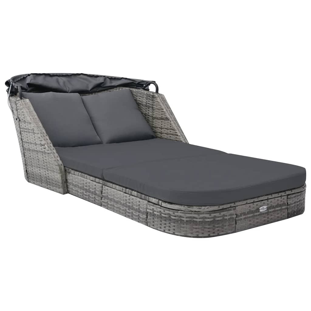 Loungers Sun Lounger With Canopy Poly Rattan Anthracite