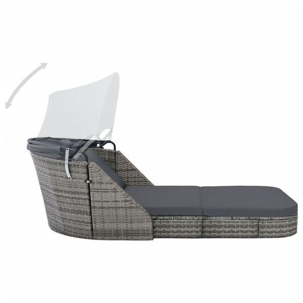 Loungers Sun Lounger With Canopy Poly Rattan Anthracite