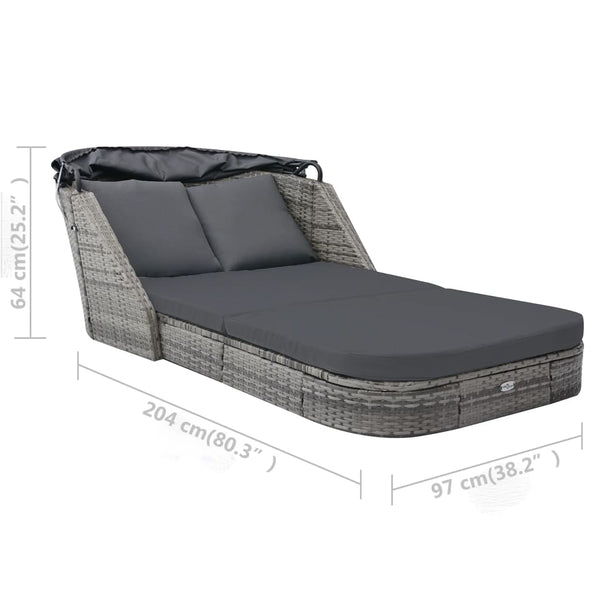 Loungers Sun Lounger With Canopy Poly Rattan Anthracite