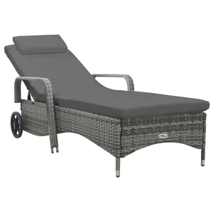 Loungers Sun Lounger With Wheels Poly Rattan Anthracite