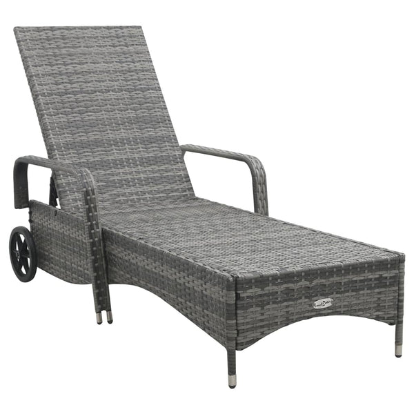 Loungers Sun Lounger With Wheels Poly Rattan Anthracite