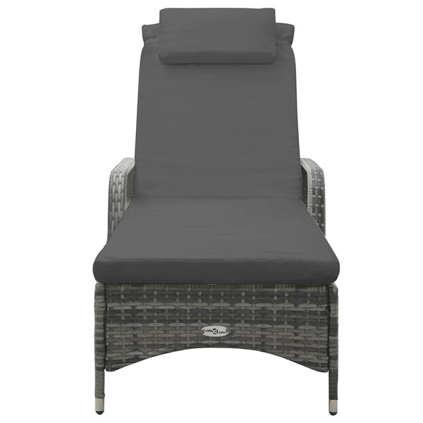 Loungers Sun Lounger With Wheels Poly Rattan Anthracite