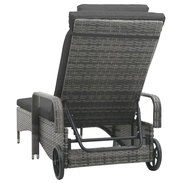 Loungers Sun Lounger With Wheels Poly Rattan Anthracite