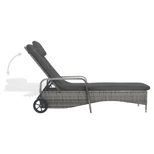 Loungers Sun Lounger With Wheels Poly Rattan Anthracite