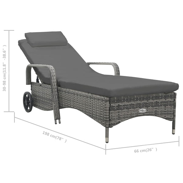 Loungers Sun Lounger With Wheels Poly Rattan Anthracite