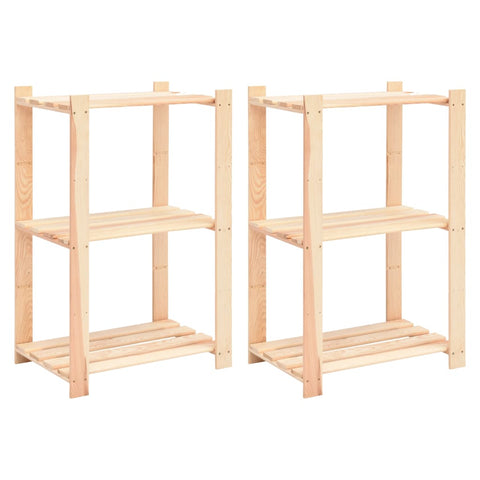 Wall Shelves 3 Tier Storage Racks 2 Pcs 60X38x90 Cm Solid Wood Pine 150 Kg